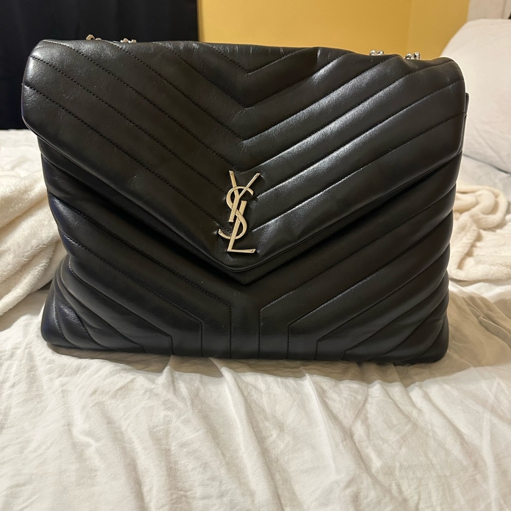Yves Saint Laurent Black Large LouLou Quilt Bag